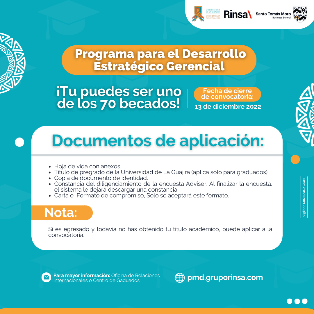 DOCUMENTOS - CONVOCATORIA DE BECAS PMD - Program for Management Development para graduados de la universidad de la Guajira